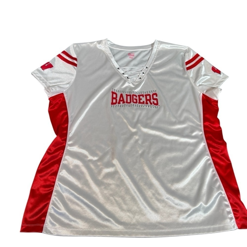 Knights Apparel Wisconsin Badgers Womens Size 2XL Jersey Shirt w/ Rhinestones